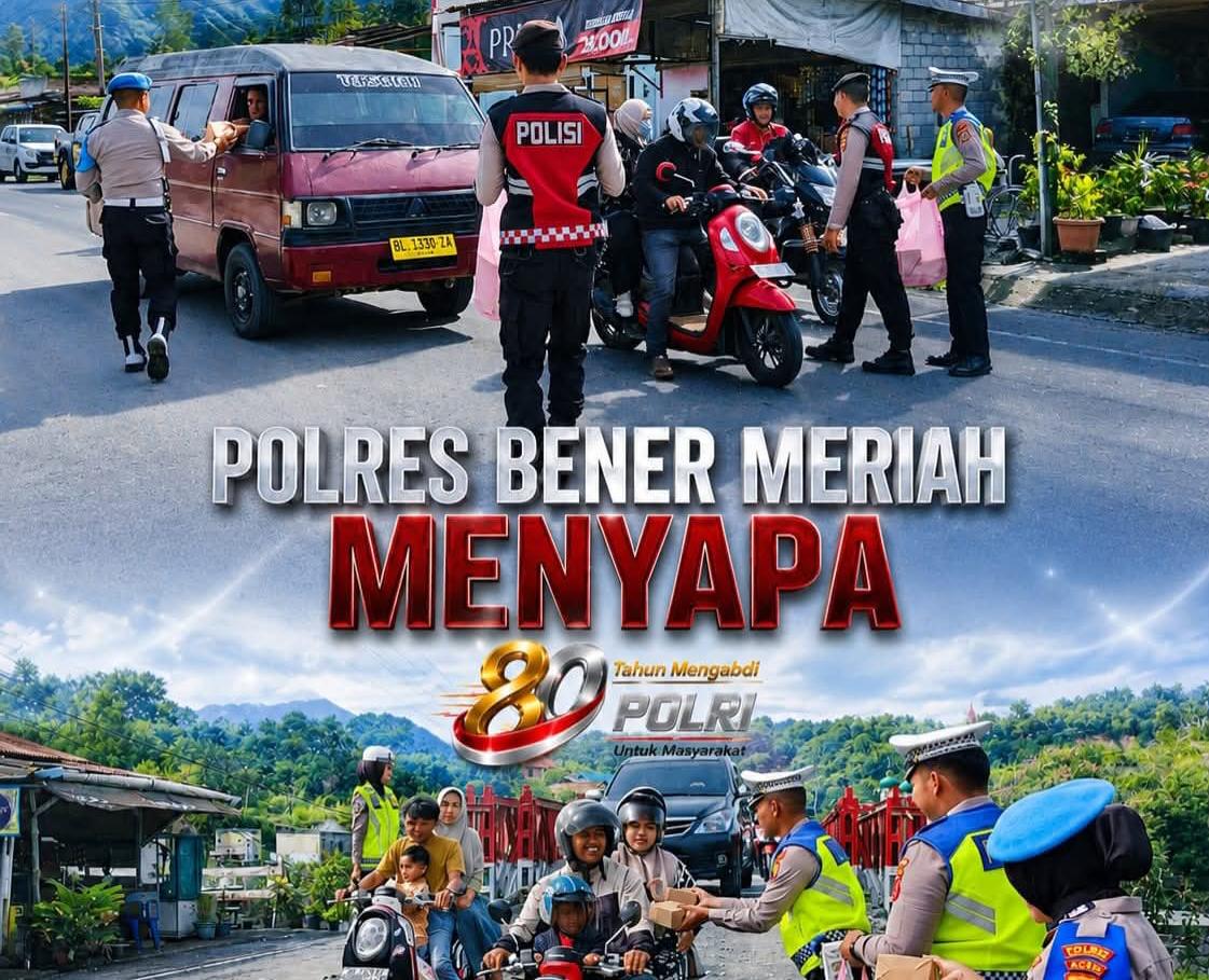 Polres Bener Meriah Menyapa Pengendara dan Masyarakat Lewat Aksi Sosial Berbagi Kue